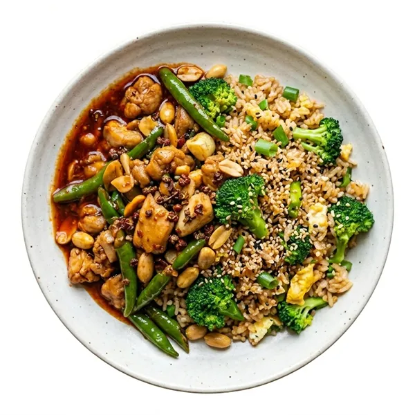 Wok-Tossed Sichuan Chicken with Sesame Broccoli Fried Rice